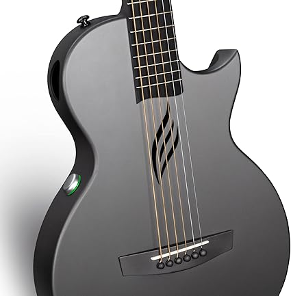 Enya NOVA Go SP1 Carbon Fiber Acoustic Electric Guitar with Smart AcousticPlus 35 Inch Travel Acustica Guitarra Starter Bundle Kit of Gig Bag, Strap, Strings, Charging Cable, Instrument Cable(Black)